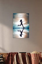 Running Silhouette Motivational Quote in a cozy movie room above a brown sofa with popcorn.