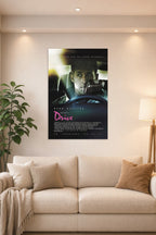 Ryan Gosling Drive Movie in a bright living room above a beige sofa.