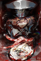 Tanya the Evil poster artwork portrays Tanya von Degurechaff in a dark military cap above a glowing, gear-filled pocket watch.