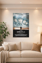 Saving Private Ryan Movie in a bright living room above a beige sofa.
