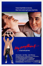 Say Anything poster paper print with a smiling couple, red title lettering, and a man holding a boombox overhead.