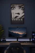 Scream Movie Horror Film in a gaming desk setup above a monitor.