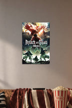 Shingeki no Kyojin Attack on Titan Anime B004008U2Q in a cozy movie room above a brown sofa with popcorn.