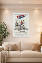 Smokey and The Bandit (1977) Movie Poster in a bright living room above a beige sofa.