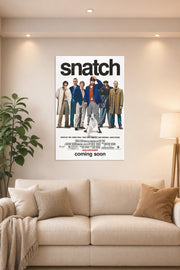 Snatch Movies in a bright living room above a beige sofa.