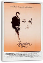 Somewhere in Time canvas wall art print featuring a man beside a softly sketched woman's face on a peach sepia field.