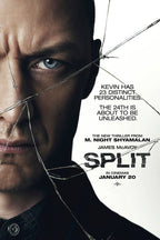 Split movie poster wall art print featuring a stern man's close-up, shattered-glass cracks, bold black title text, and a white background.
