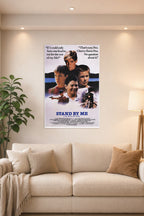 Stand By Me Movie in a bright living room above a beige sofa.