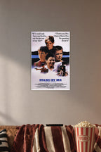 Stand By Me Movie in a cozy movie room above a brown sofa with popcorn.