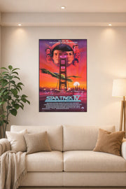Star Trek IV: The Voyage Home in a bright living room above a beige sofa.