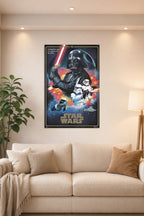 Star Wars Episode IV - A New Hope - Movie in a bright living room above a beige sofa.