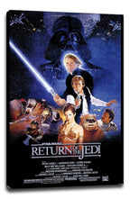 Star Wars Return of the Jedi canvas wall art presents Darth Vader above heroes, creatures, spacecraft, and title text.