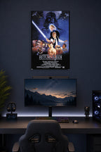 Star Wars: Return Of The Jedi Movie in a gaming desk setup above a monitor.