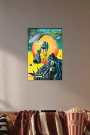 Star Wars The Empire Strikes Back Darth Vader & AT-AT in a cozy movie room above a brown sofa with popcorn.