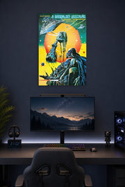 Star Wars The Empire Strikes Back Darth Vader & AT-AT in a gaming desk setup above a monitor.