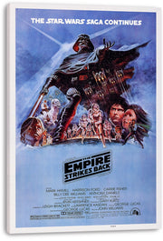 Star Wars: The Empire Strikes Back canvas wall art print presents Darth Vader, stormtroopers, and character portraits in blue tones.