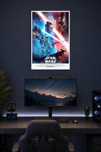 Star Wars: The Rise of Skywalker in a gaming desk setup above a monitor.