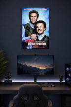 Step Brothers Will Ferrell John C. Reilly in a gaming desk setup above a monitor.