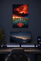 Stranger Things 2 in a gaming desk setup above a monitor.