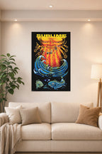 Sublime- Sun & Fish Music in a bright living room above a beige sofa.