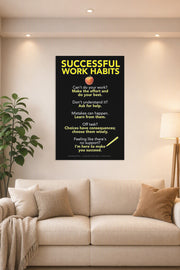 Successful Work Habits in a bright living room above a beige sofa.