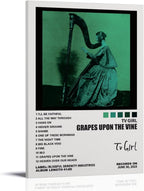 Canvas wall art print of TV Girl Grapes Upon the Vine, featuring a green vintage harp player and printed track listing.