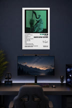 TV Girl Poster Grapes Upon The Vine Album Cover Posters in a gaming desk setup above a monitor.