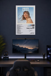 Taylor Swift 1989 (Taylor's Version) in a gaming desk setup above a monitor.