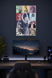 Taylor Swift Iconic Eras in a gaming desk setup above a monitor.