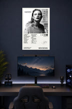 Taylor Swift Reputation Album in a gaming desk setup above a monitor.