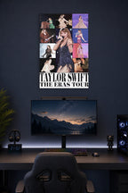 Taylor Swift The Eras Tour in a gaming desk setup above a monitor.