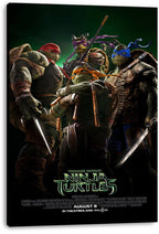 Teenage Mutant Ninja Turtles canvas wall art print displays four armed turtles in colored masks with the logo and August 8 release text.