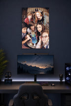 That '70s Show Cast in a gaming desk setup above a monitor.