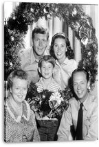 The Andy Griffith Show Christmas wall art print on canvas displays five cast members within a festive tinsel garland border.