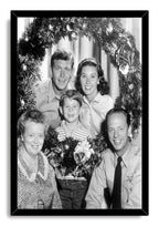 The Andy Griffith Show Christmas wall art print is presented in a black frame with five cast members and holiday garland.