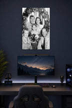 The Andy Griffith Show Cast Christmas in a gaming desk setup above a monitor.