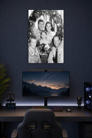 The Andy Griffith Show Cast Christmas in a gaming desk setup above a monitor.
