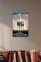 The Craft Movie Witches in a cozy movie room above a brown sofa with popcorn.