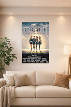 The Craft Movie Witches in a bright living room above a beige sofa.