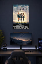 The Craft Movie Witches in a gaming desk setup above a monitor.