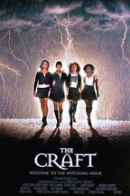 The Craft poster features four women walking through rain beneath branching lightning, with the film title and credits below.
