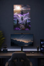 The Dark Crystal Age of Resistance Gelfling Heroes in a gaming desk setup above a monitor.