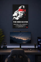 The Deer Hunter Movie Robert De Niro in a gaming desk setup above a monitor.