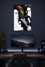 The Fast and the Furious Movie Cast in a gaming desk setup above a monitor.