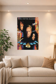 The Fifth Element Movie in a bright living room above a beige sofa.