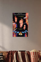The Fifth Element Movies in a cozy movie room above a brown sofa with popcorn.