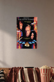 The Fifth Element Movies in a cozy movie room above a brown sofa with popcorn.
