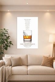 The Gentlemen Movie Poster in a bright living room above a beige sofa.