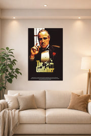 The Godfather in a bright living room above a beige sofa.