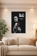 The Godfather in a bright living room above a beige sofa.